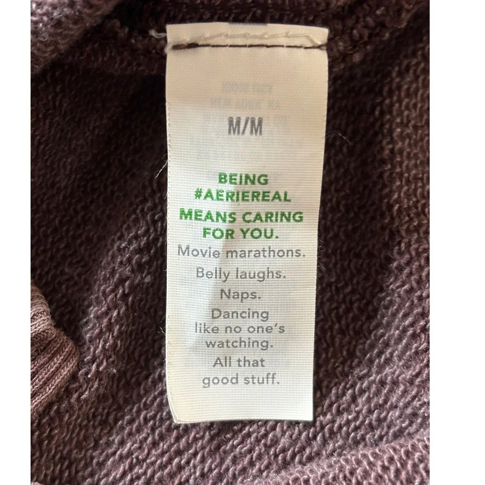 Aerie Oversized Crewneck Sweatshirt M Slouchy Distressed Earthy Cozy Pullover - Picture 5 of 10